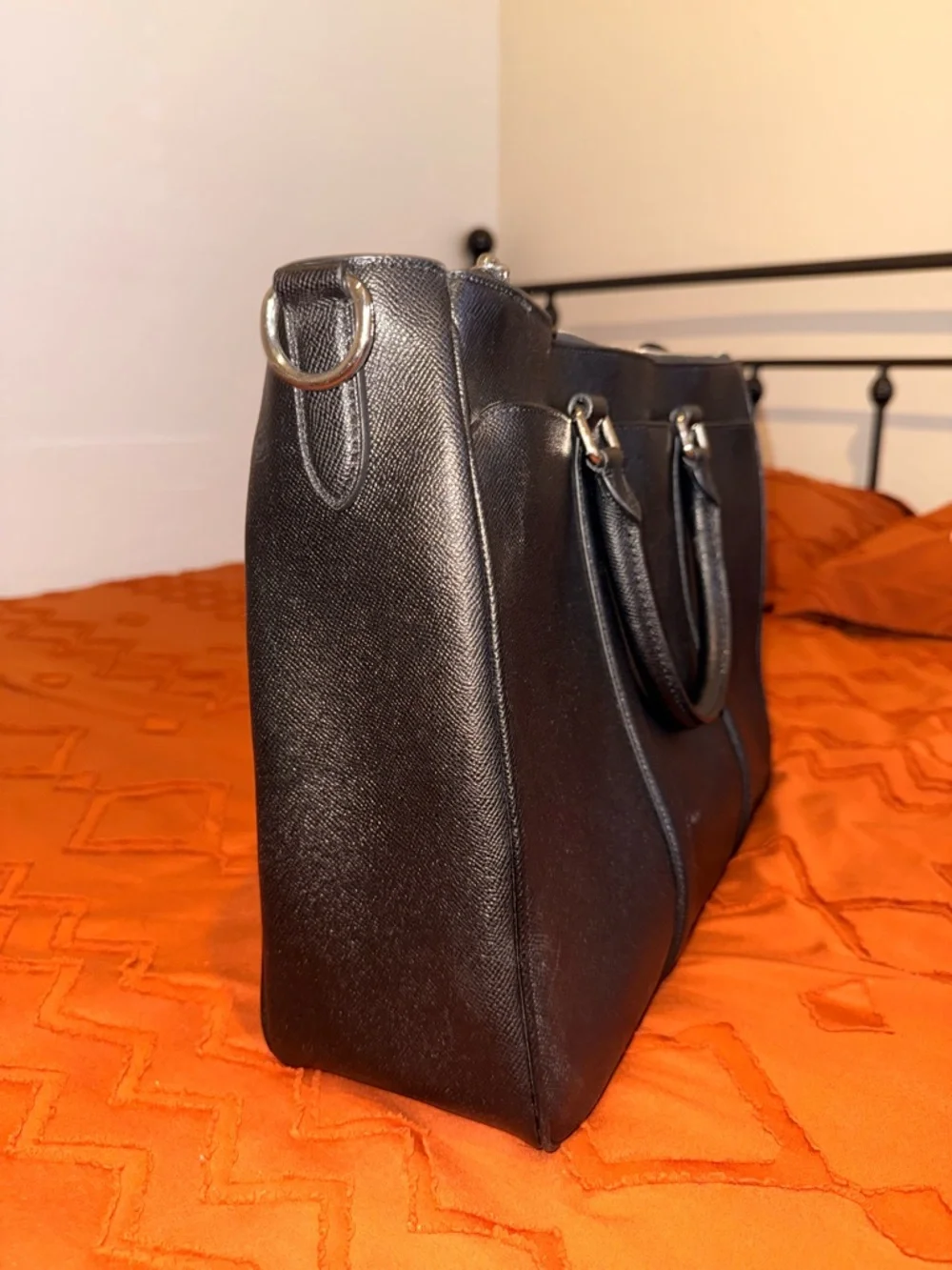 Coach Leather Briefcase Laptop Bag F59141 Black Razor Metropolitan